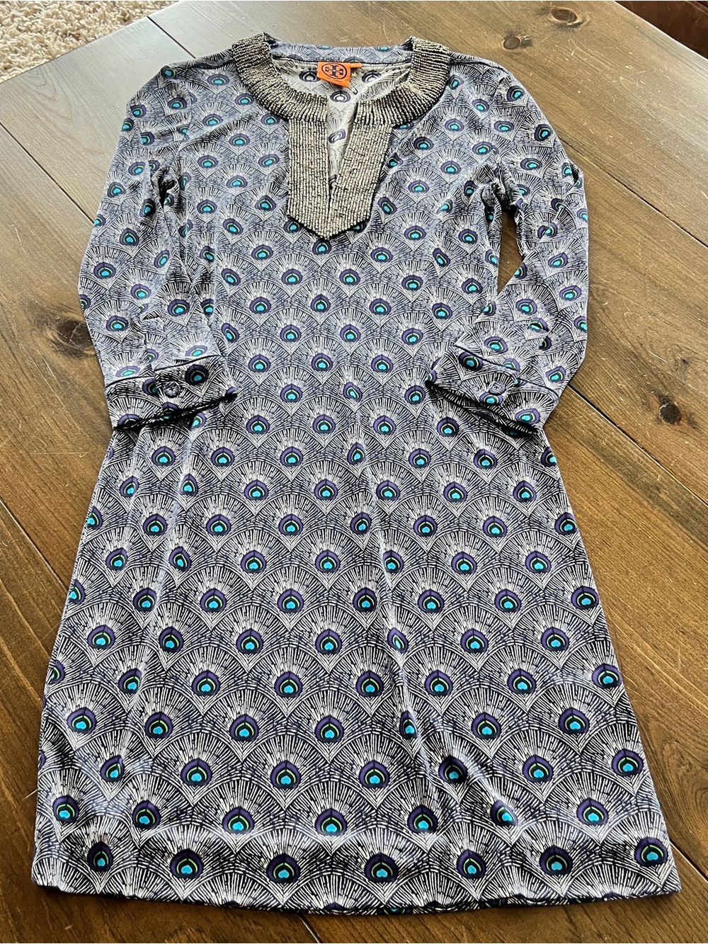 Tory Burch silk peacock tunic dress-small
